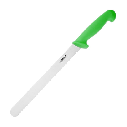 Couteau à génoise dentelé Hygiplas vert 254mm - Hygiplas - FX121