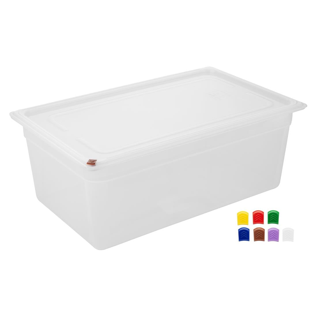 Bacs PP Hygiplas Click GN 1/1 avec couvercles et 7 clips de couleur 200mm 25,6L (lot de 2) - Hygiplas - FZ088