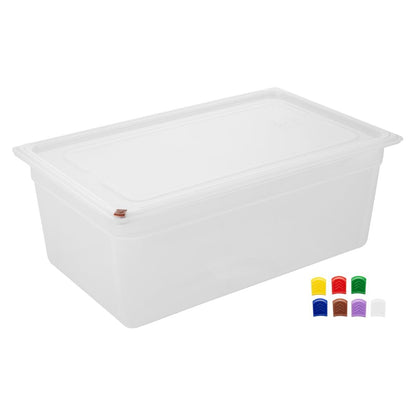 Bacs PP Hygiplas Click GN 1/1 avec couvercles et 7 clips de couleur 200mm 25,6L (lot de 2) - Hygiplas - FZ088