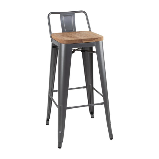 Tabourets bistro hauts avec dossier et assise en bois Bolero gris métallisé (lot de 4) - Bolero - FB624