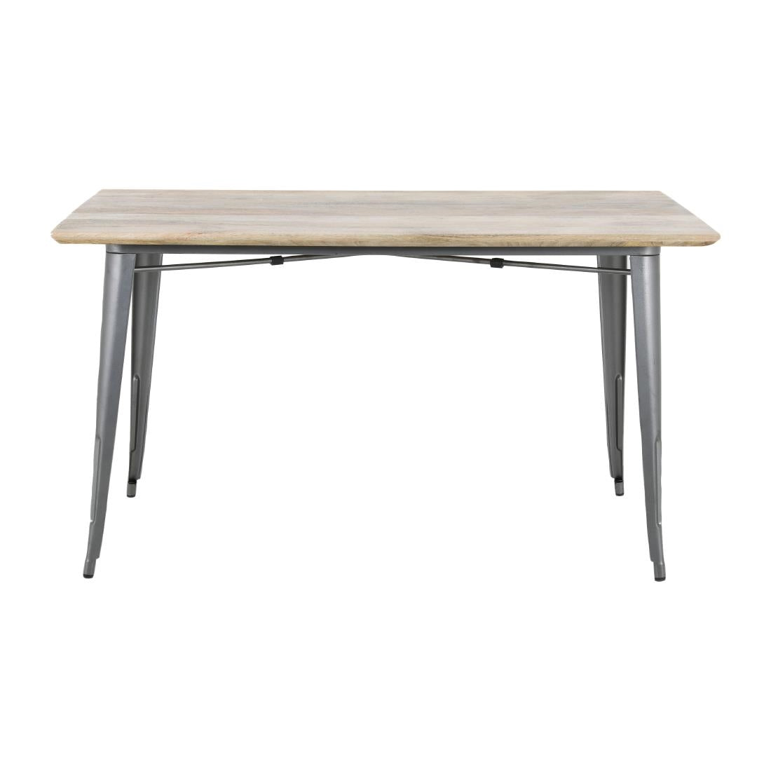Table à manger avec plateau en bois de manguier lisse et piètement gris acier Bolero Bistro 1450 mm - Bolero - HZ809
