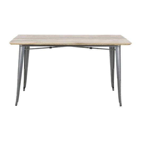 Table à manger avec plateau en bois de manguier lisse et piètement gris acier Bolero Bistro 1450 mm - Bolero - HZ809