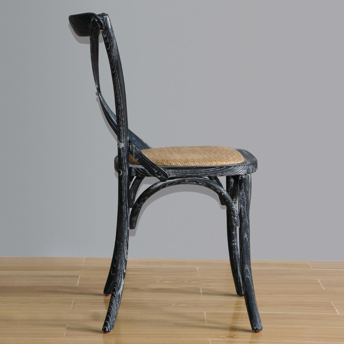 Chaises en bois patiné avec dossier croisé Bolero noires (lot de 2) - Bolero - GG654