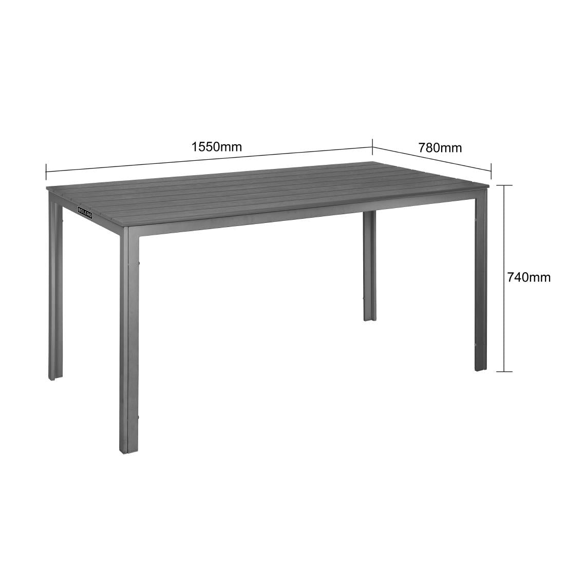 Table d'extérieur à lattes Bolero Valletta grise 1560mm - Bolero - HZ020