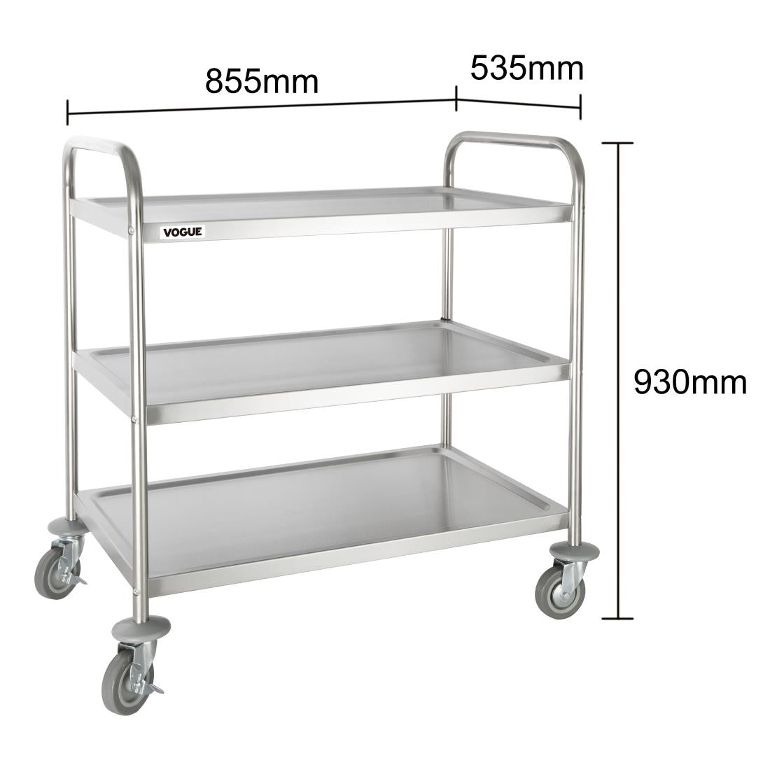Grand chariot de débarrassage en inox Vogue 3 niveaux - Vogue - F995