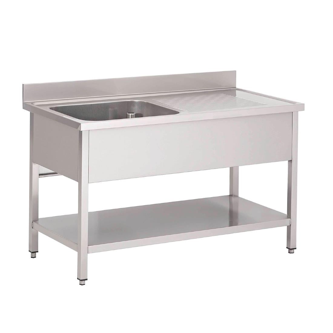 Plonge inox avec étagère basse Gastro M 1 bac à gauche et dosseret - Gastro M - GN202