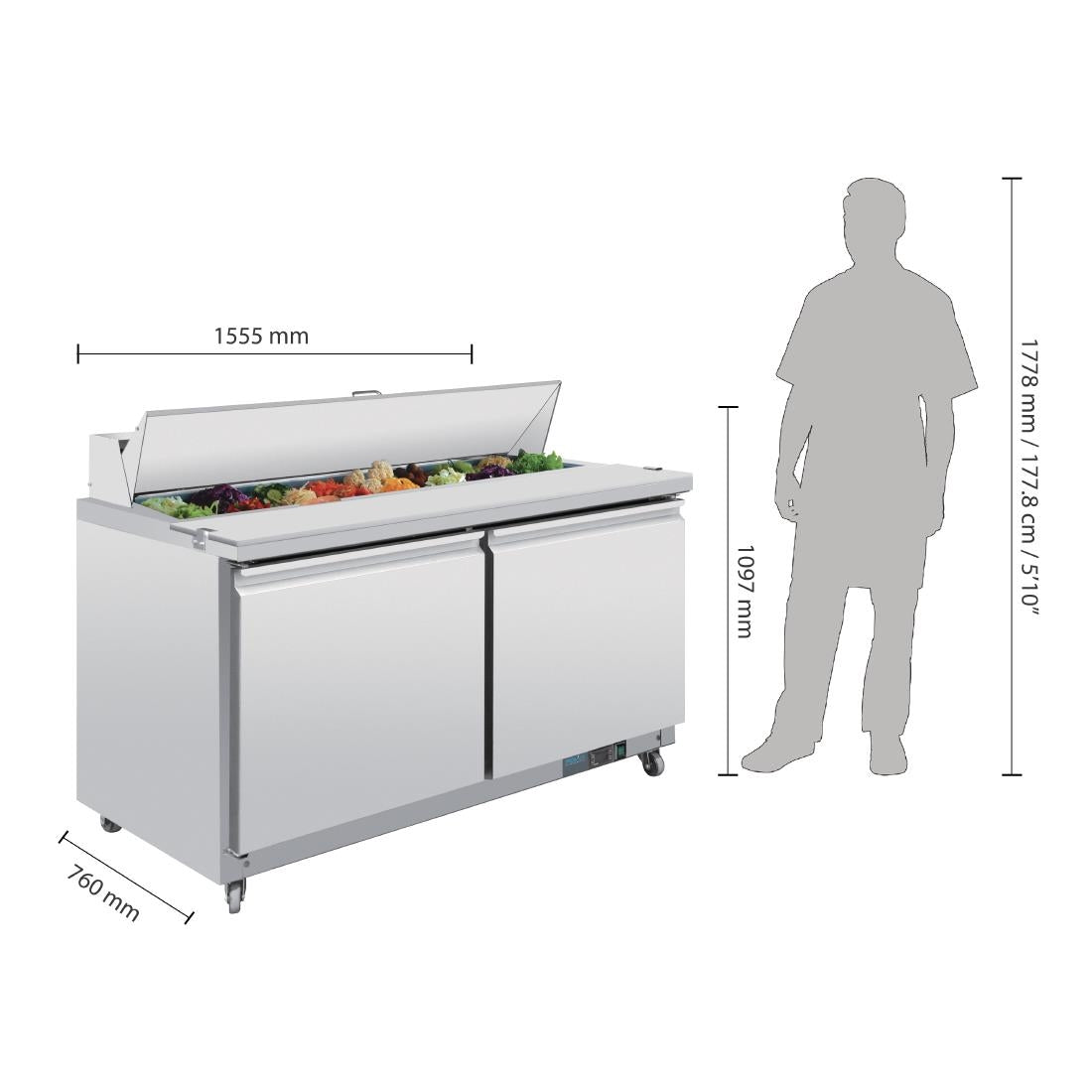 Comptoir de préparation 2 portes 527L Polar Série U - Polar - GD883