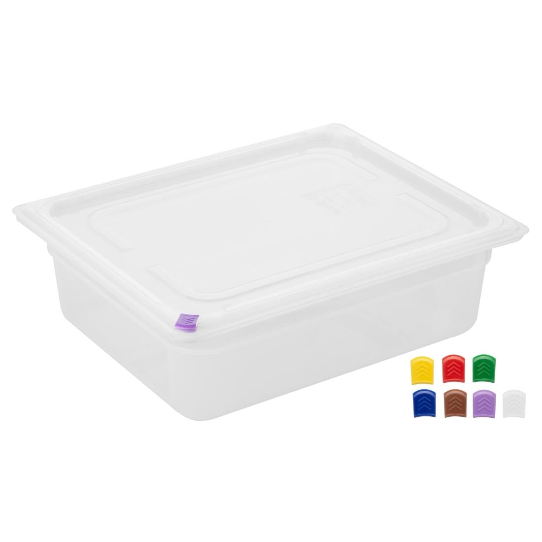 Bacs PP Hygiplas Click GN 1/2 avec couvercles et 7 clips de couleur 100mm 5,9L (lot de 4) - Hygiplas - FZ089