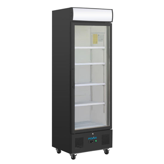 Vitrine réfrigérée positive avec caisson lumineux Polar Série G noire 368L - Polar - GH427