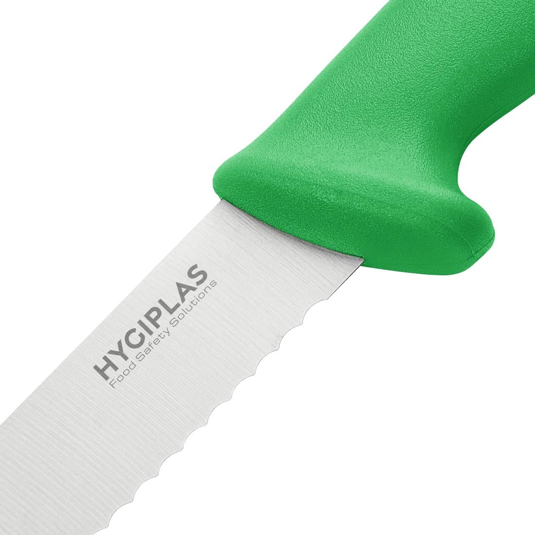 Couteau à génoise dentelé Hygiplas vert 254mm - Hygiplas - FX121