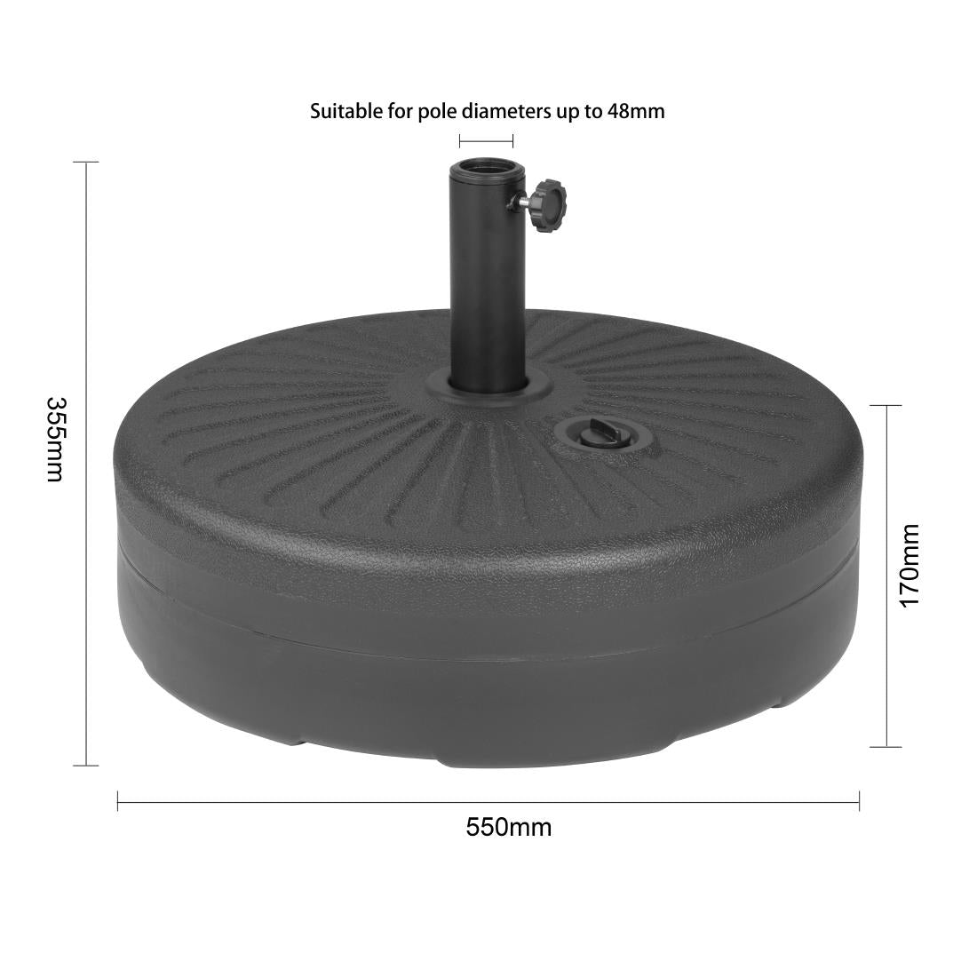 Pied de parasol en plastique noir Bolero 40L - Bolero - DZ884