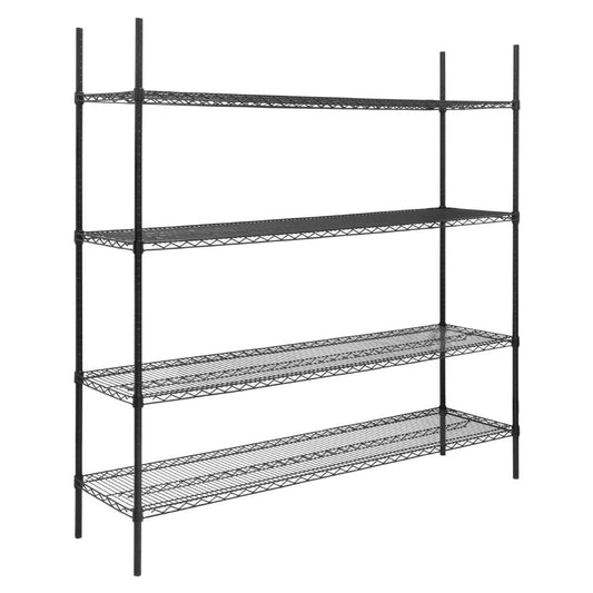 Rayonnage 4 niveaux revêtement époxy noir Nisbets Essentials 1830x1820x460mm - Nisbets Essentials - JE363