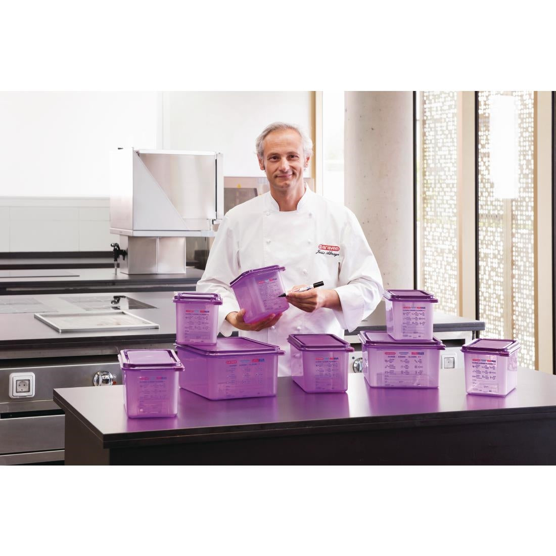 Bac hermétique violet antiallergénique GN1/6 Araven 2,6L - Araven - CM786