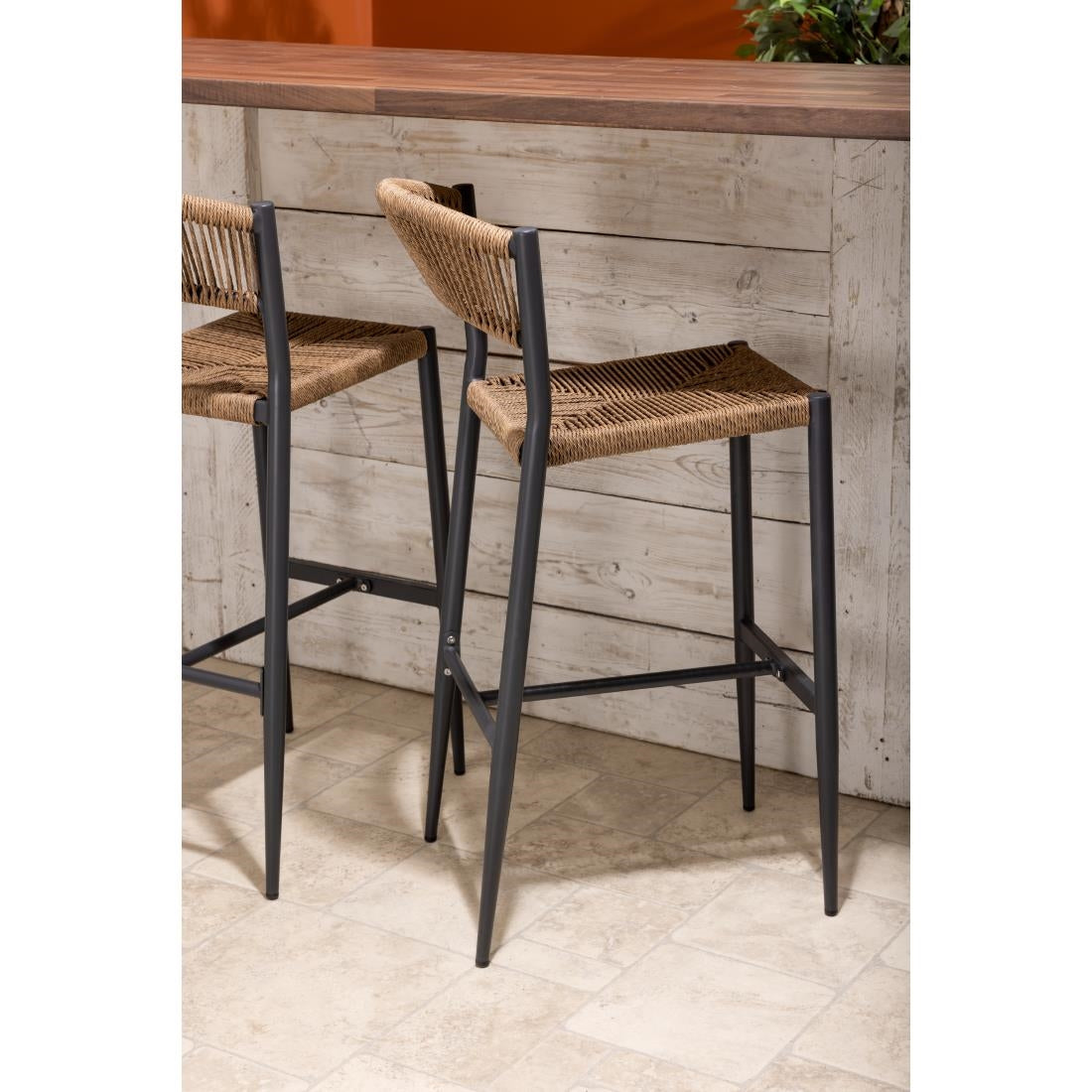Tabourets de bar d'extérieur en rotin PE tressé Bolero Eden naturels (lot de 2) - Bolero - HZ594