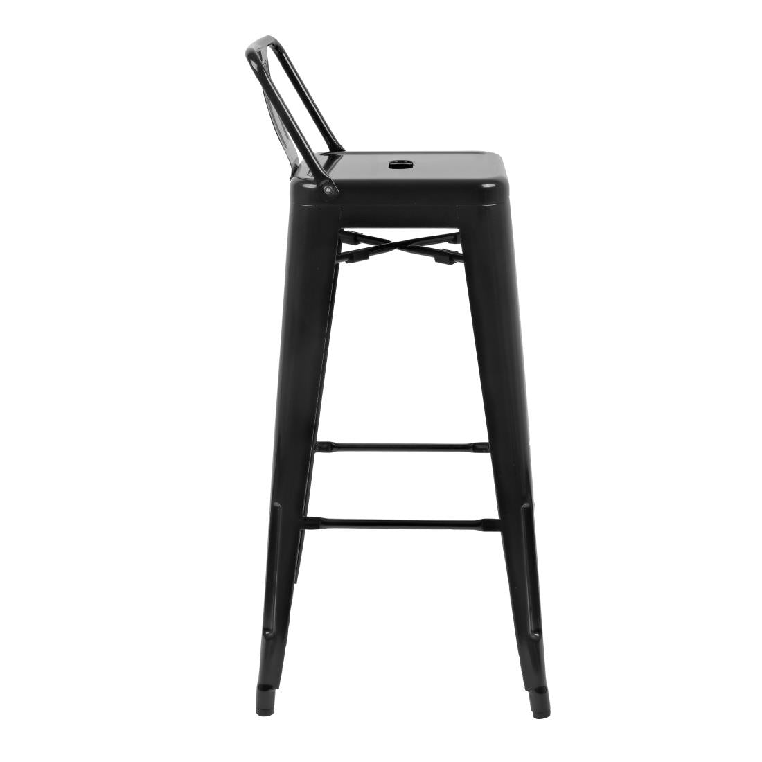 Tabourets hauts en acier noir avec dossier Bolero Bistro (lot de 4) - Bolero - DL882