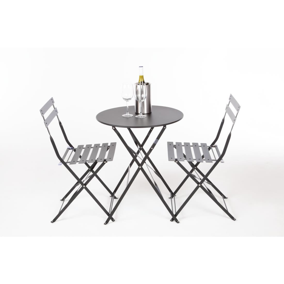 Chaises de terrasse pliantes en acier Bolero noires (Lot de 2) - Bolero - GH553
