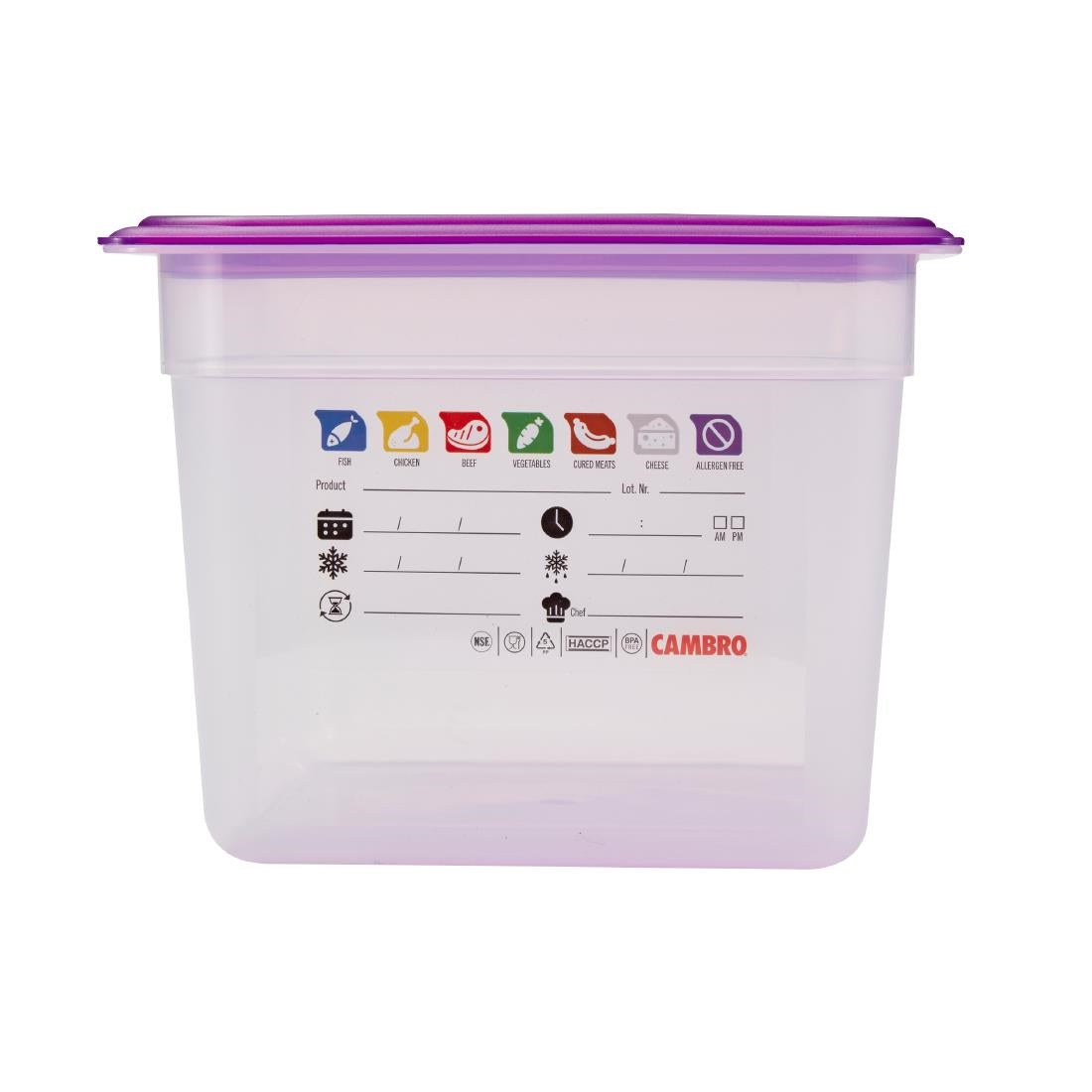 Bac en polypropylène Cambro Safetrak IML GN 1/2 200mm - Cambro - JN507