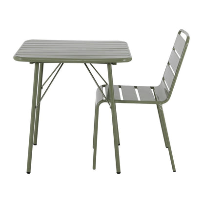 Table pliante à lattes carrée en acier Bolero Amalfi 700 mm vert olive - Bolero - HZ820