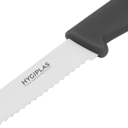 Couteau à tomates denté Hygiplas noir 100mm - Hygiplas - CF897