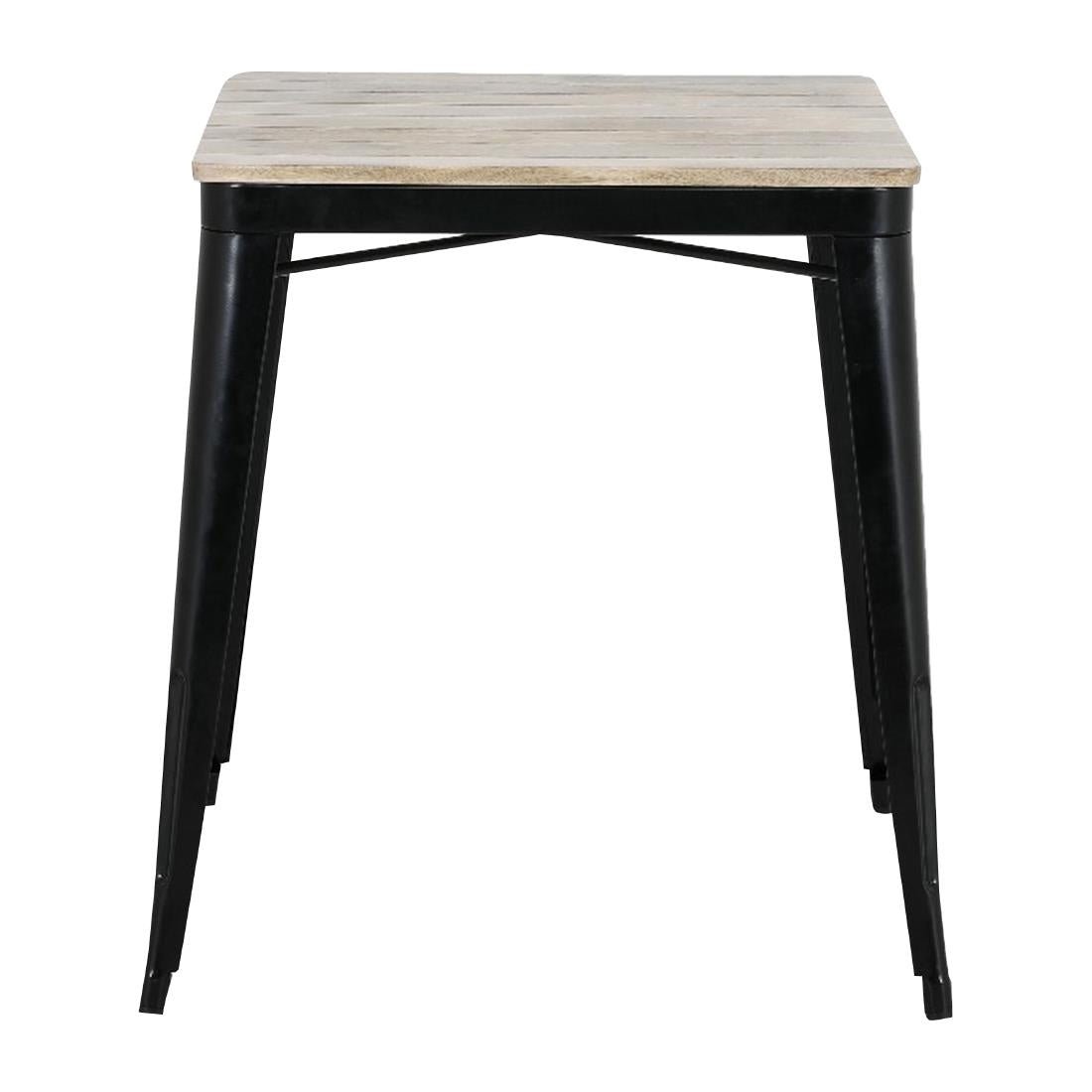 Table à manger à plateau à lattes en bois de manguier et piètement noir Bolero Bistro 650 mm - Bolero - HZ812