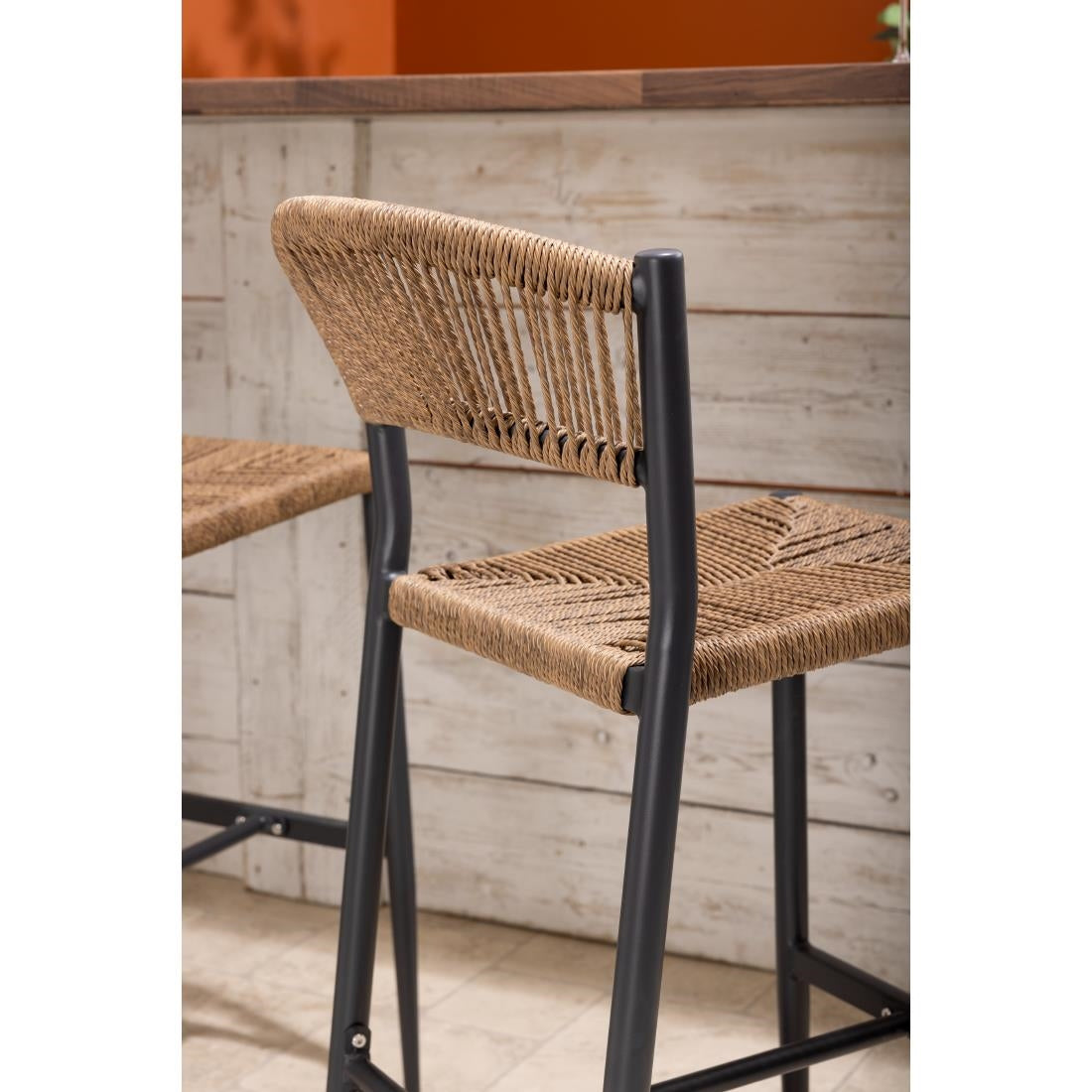 Tabourets de bar d'extérieur en rotin PE tressé Bolero Eden naturels (lot de 2) - Bolero - HZ594