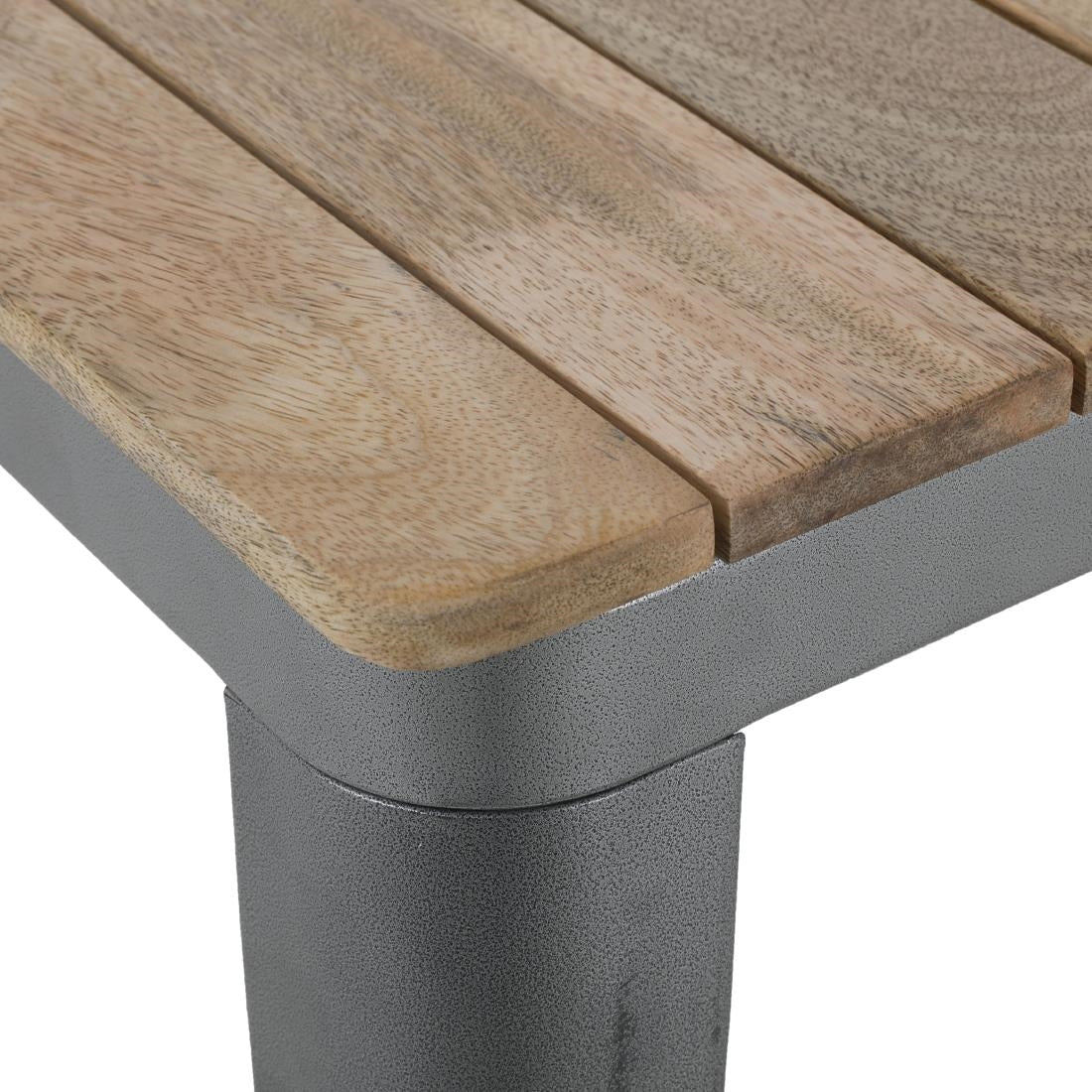 Table à manger à plateau à lattes en bois de manguier et piètement gris acier Bolero Bistro 650 mm - Bolero - HZ813