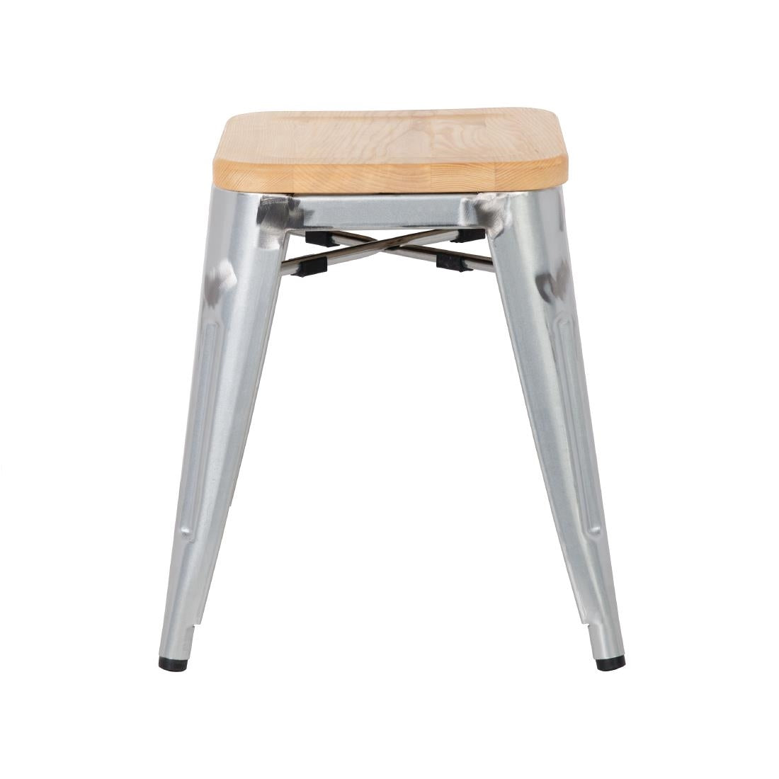 Tabourets bistro bas en acier avec assise en bois Bolero (lot de 4) - Bolero - GM634