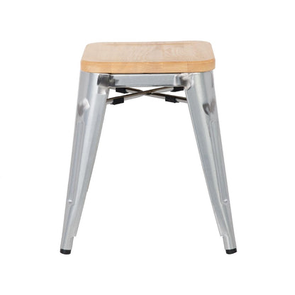 Tabourets bistro bas en acier avec assise en bois Bolero (lot de 4) - Bolero - GM634