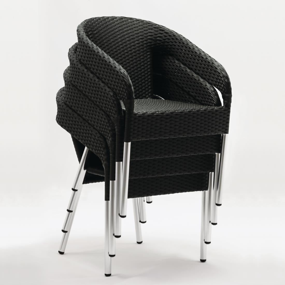 Fauteuils enveloppants bistro en rotin PE anthracite Bolero (lot de 4) - Bolero - CG223