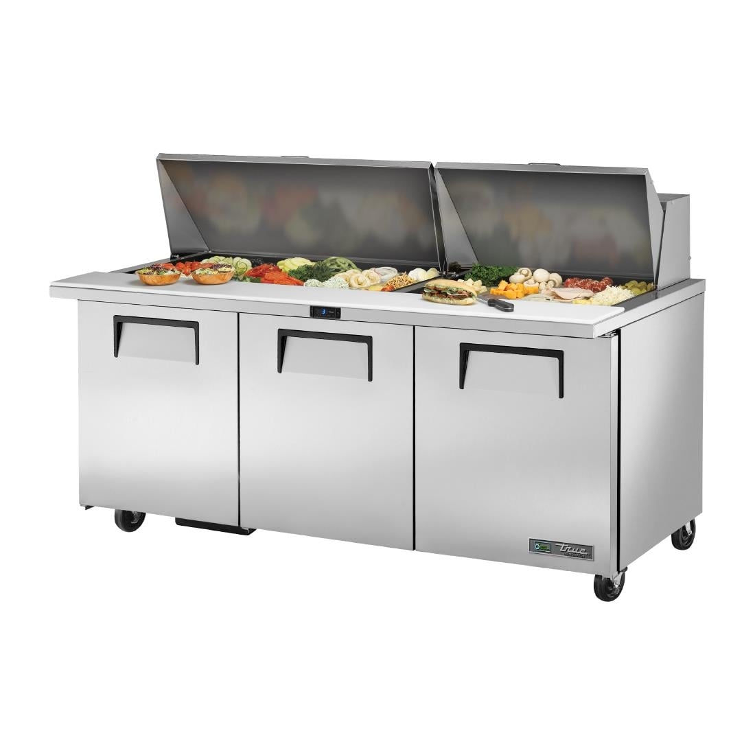 Comptoir de préparation 3 portes True 30 bacs GN 1/6 TSSU-72-30M-B-ST-HC - TRUE - CX719
