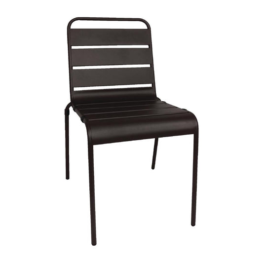 Chaise à lattes en acier Bolero noire lot de 4 - Bolero - CS728