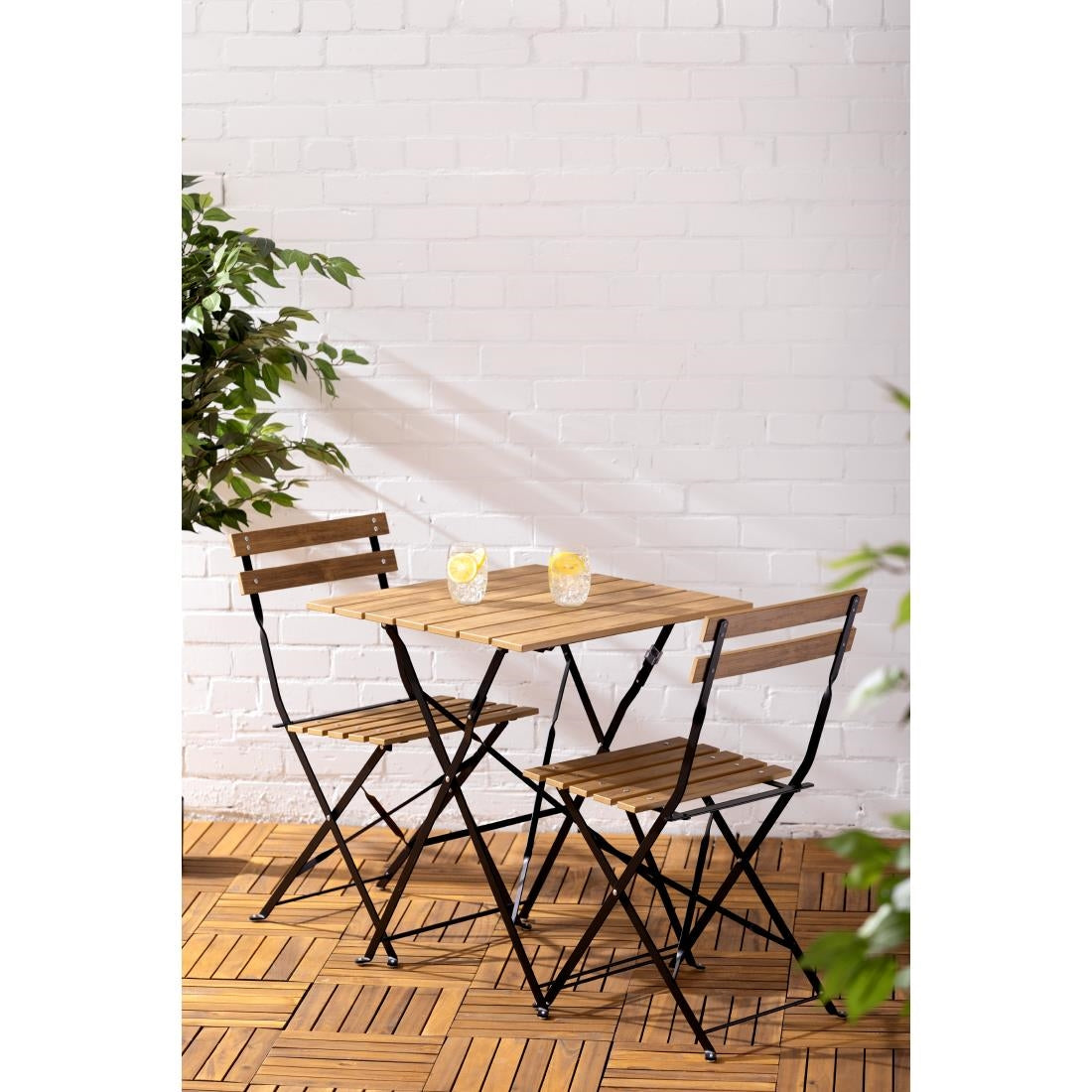 Table de terrasse carrée Bolero Perth effet bois - Bolero - FU538