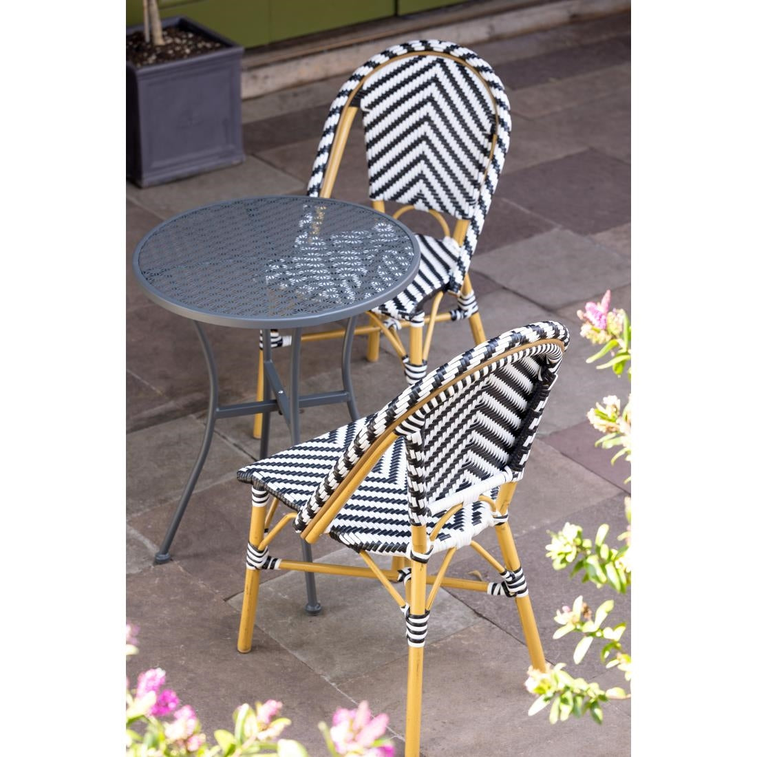 Chaises style parisien en rotin PE Bolero noires (lot de 2) - Bolero - CH111