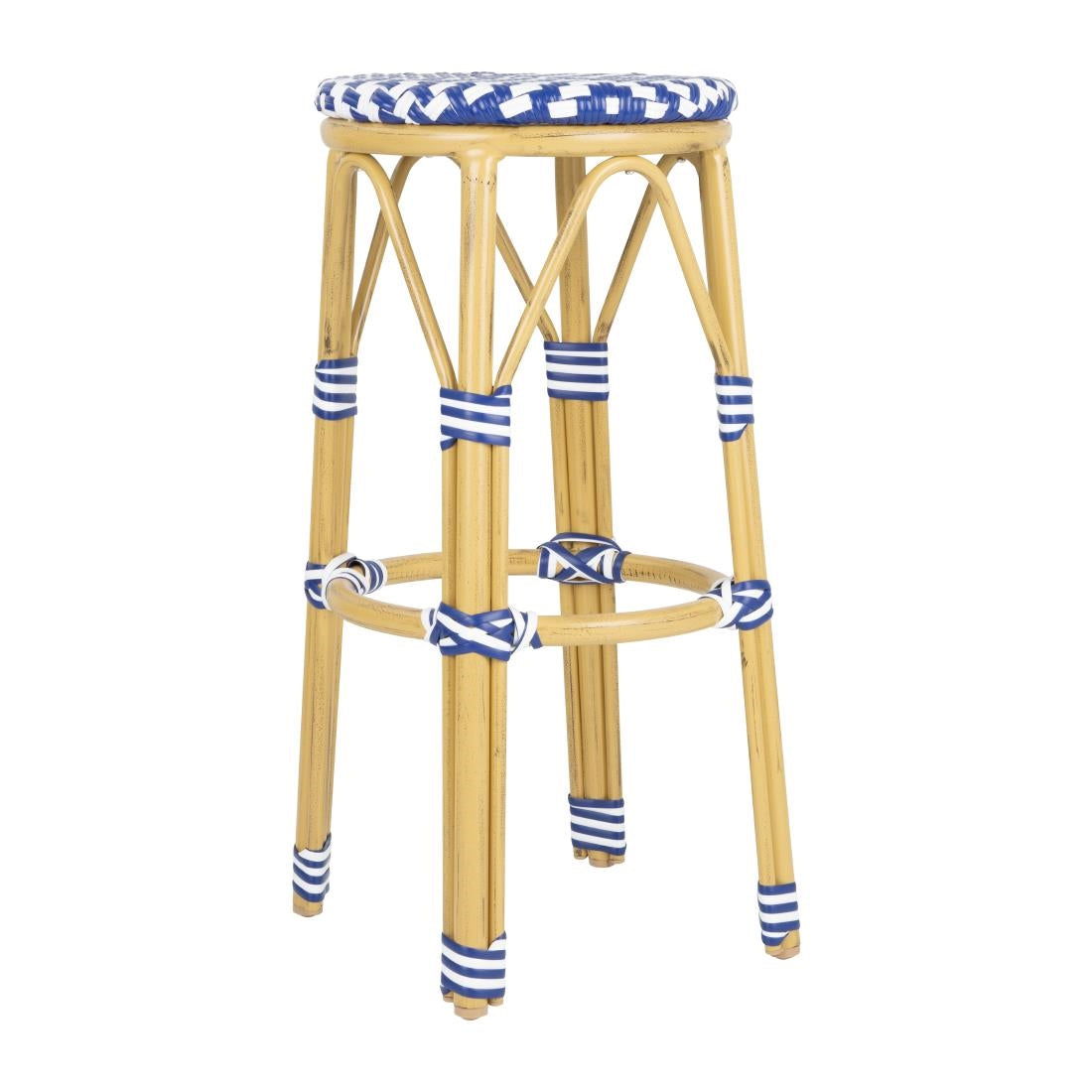 Tabourets de bar en rotin PE style parisien Bolero bleus (lot de 2) - Bolero - HZ145