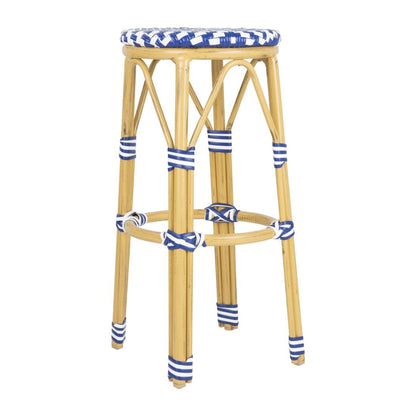 Tabourets de bar en rotin PE style parisien Bolero bleus (lot de 2) - Bolero - HZ145