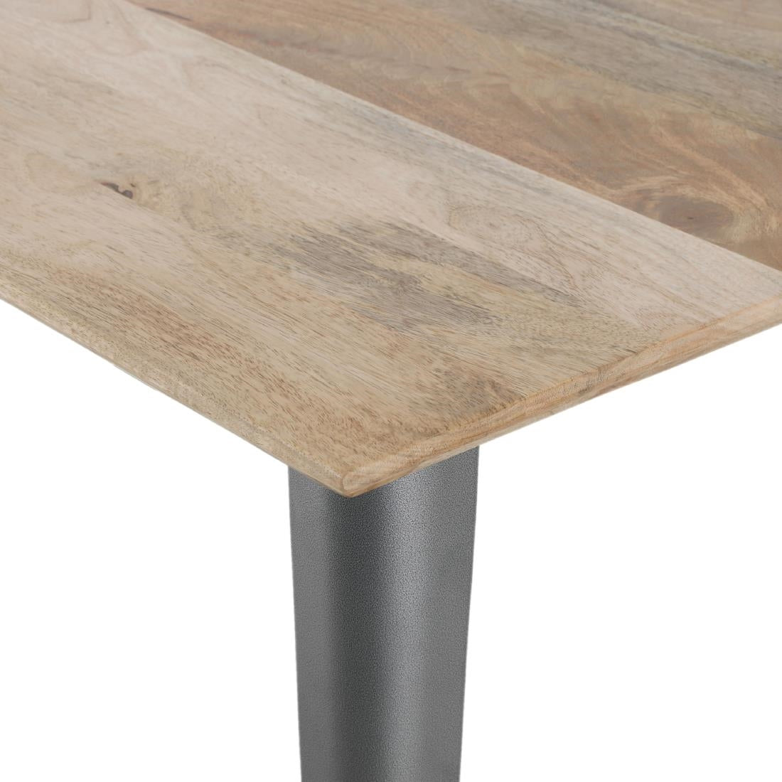 Table à manger avec plateau en bois de manguier lisse et piètement gris acier Bolero Bistro 1450 mm - Bolero - HZ809