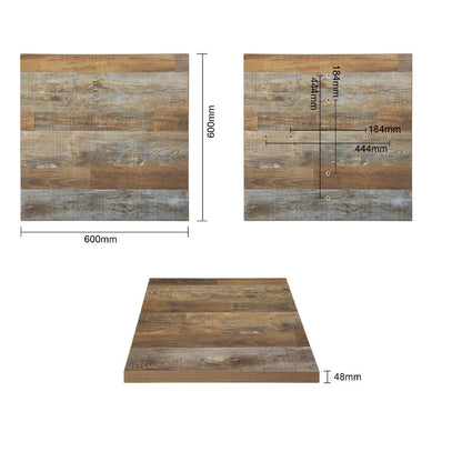 Plateau de table carré Bolero effet bois vieilli - 60 cm - Bolero - DR821