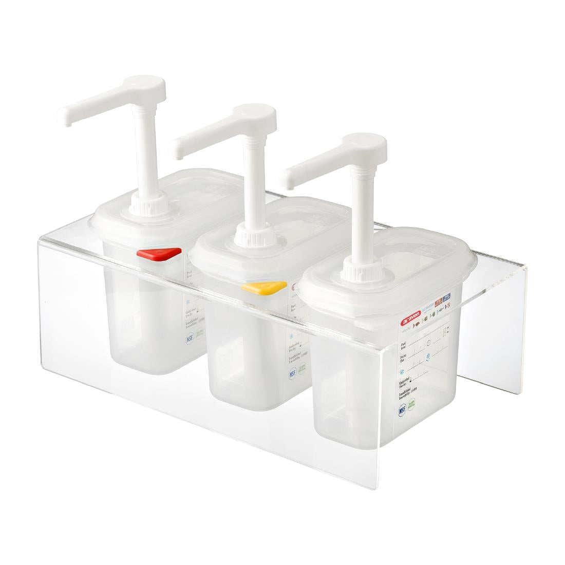 Lot de 3 distributeurs de sauce Araven GN 1/9 transparents 1,5L - Araven - CR823