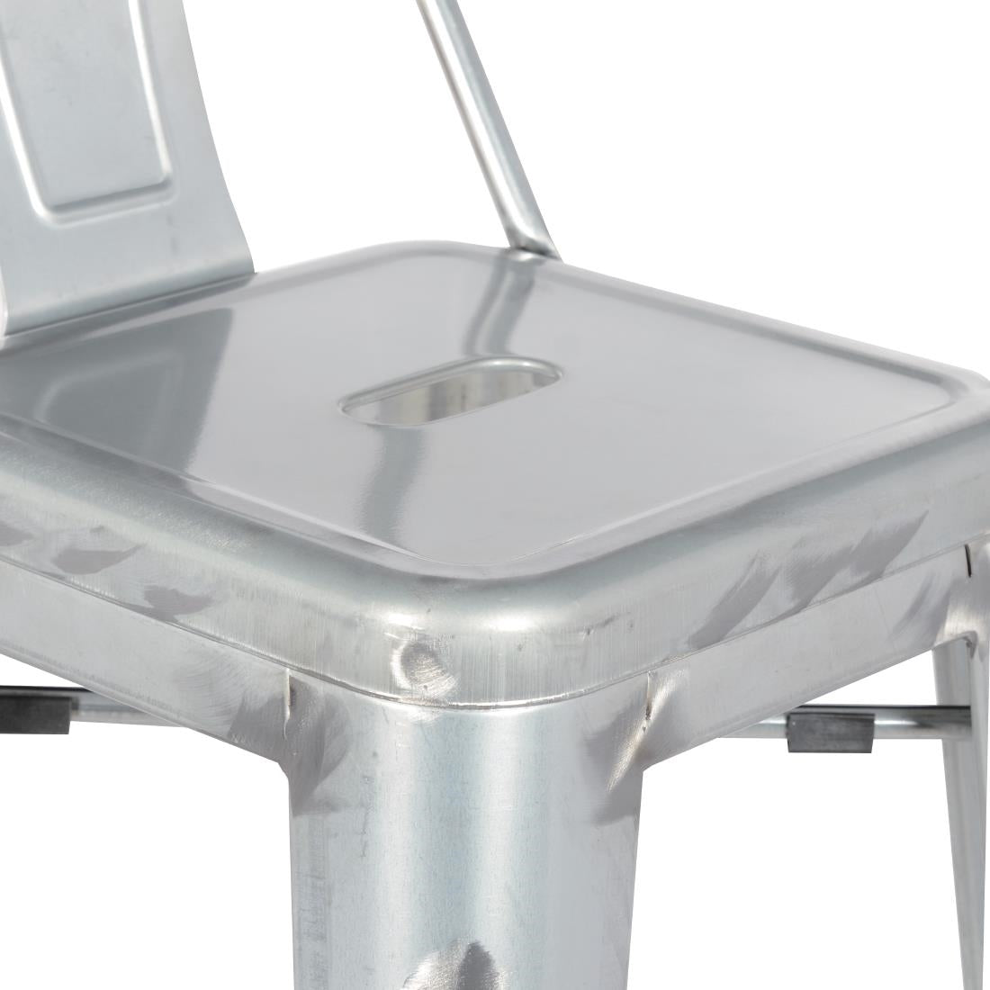Tabouret haut en acier galvanisé avec dossier Bolero Bistro (lot de 4) - Bolero - DL877
