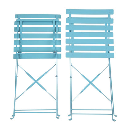 Chaises de terrasse pliantes en acier Bolero bleu turquoise (lot de 2) - Bolero - GK982