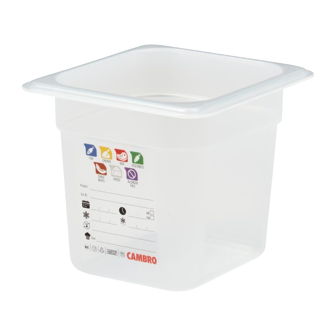 Bac en polypropylène Cambro Safetrak IML GN 1/6 150mm - Cambro - JN517