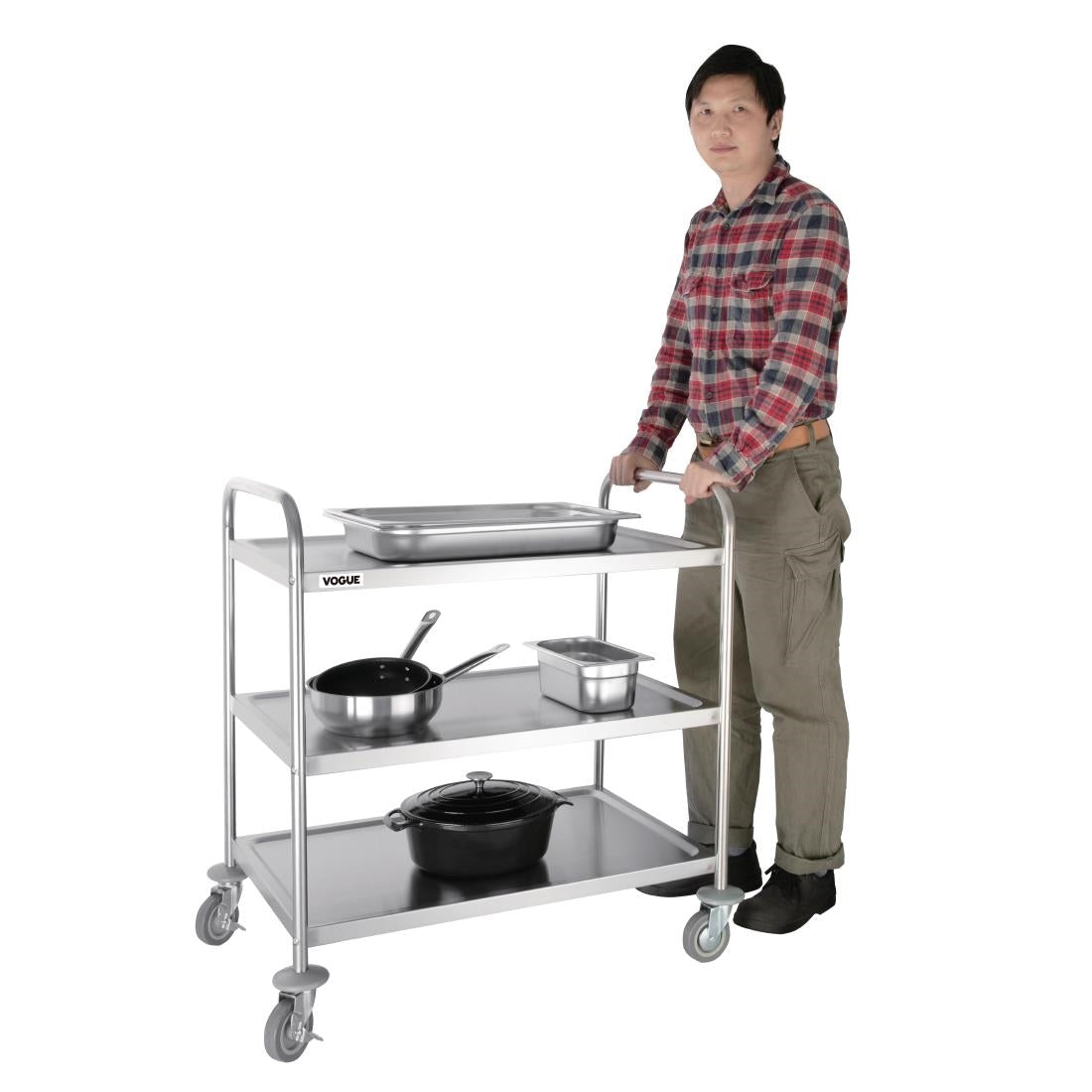 Grand chariot de débarrassage en inox Vogue 3 niveaux - Vogue - F995
