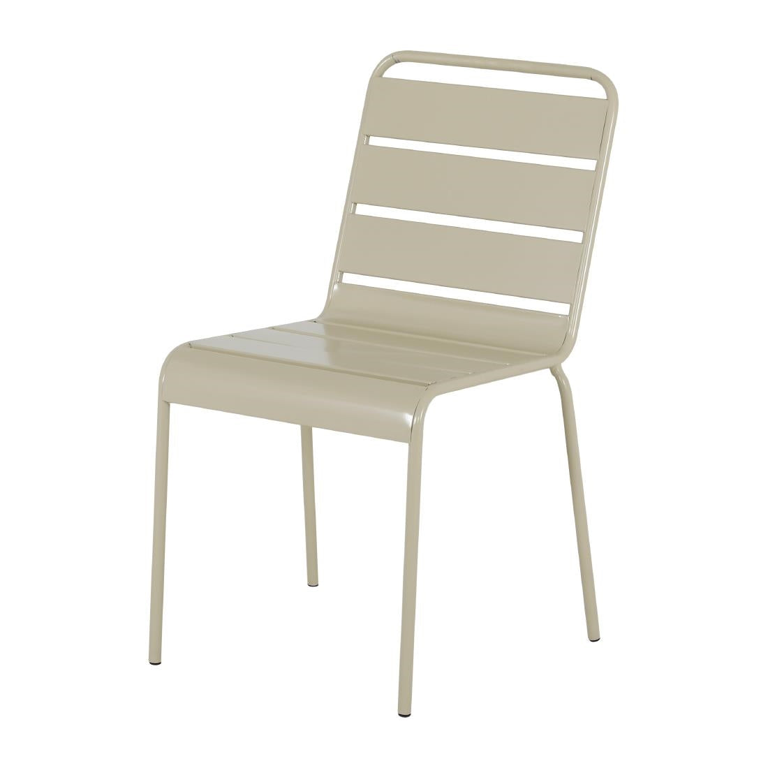 Chaises à lattes en acier Bolero Amalfi taupe (lot de 4) - Bolero - HZ819