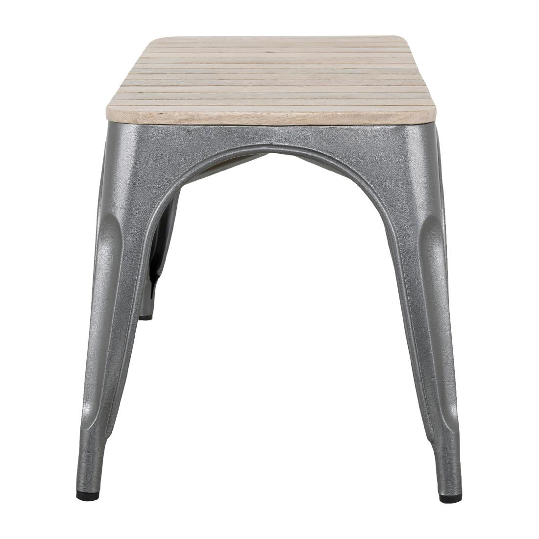 Banc d'intérieur à lattes en bois de manguier et cadre gris acier Bolero Bistro 850 mm (lot de 2) - Bolero - HZ817