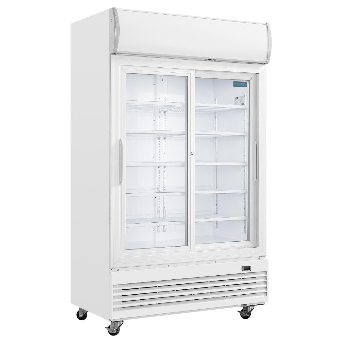 Armoire réfrigérée 2 portes vitrées coulissantes avec caisson lumineux Polar Série G 950L - Polar - GE581