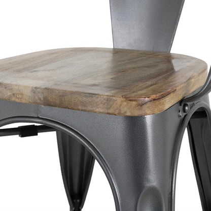 Fauteuils gris acier à dossier incurvé avec assise en bois Bolero Bistro (lot de 4) - Bolero - HZ805