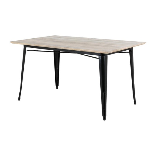 Table à manger avec plateau en bois de manguier lisse et piètement noir Bolero Bistro 1450 mm - Bolero - HZ808