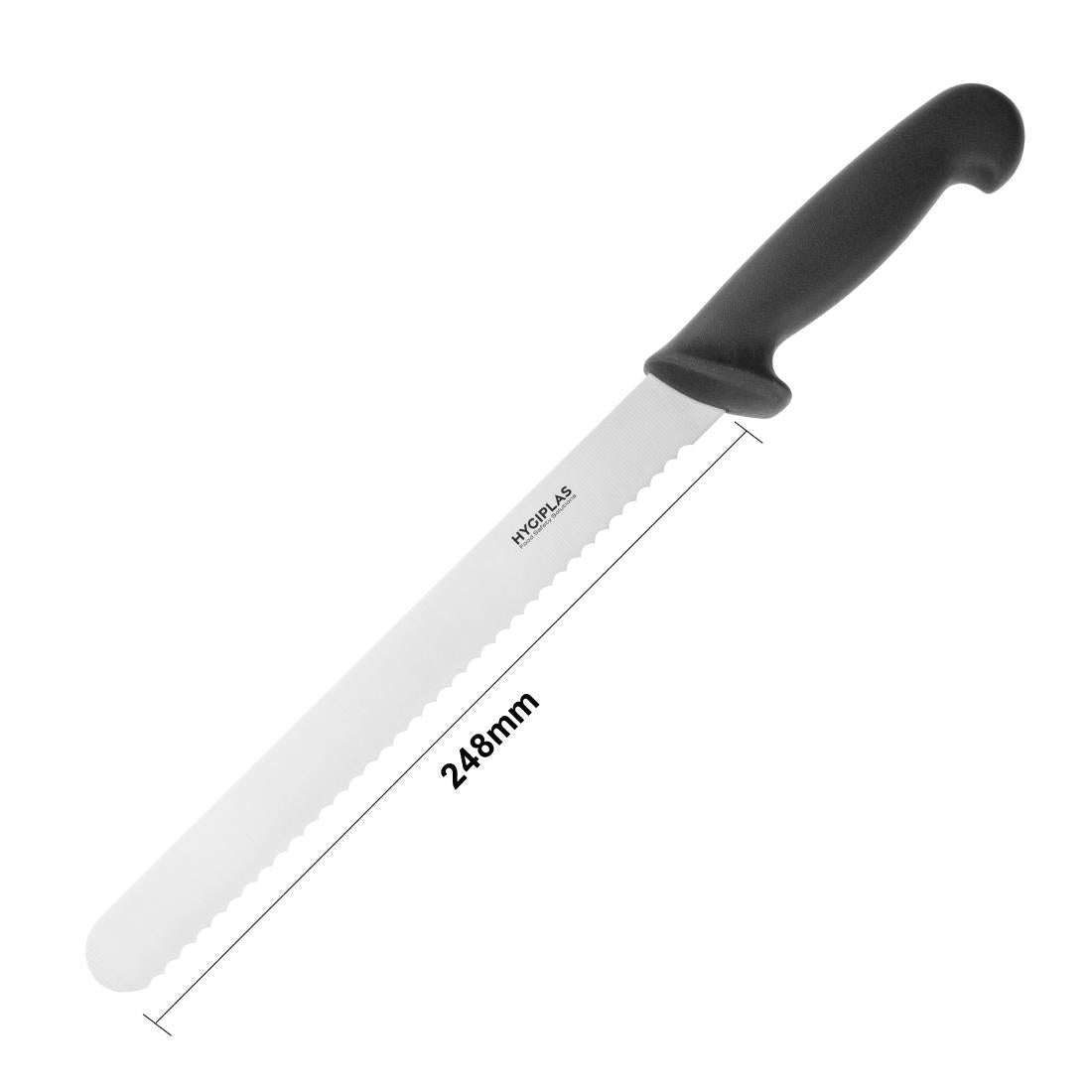 Couteau à trancher denté Hygiplas noir 248mm - Hygiplas - C579