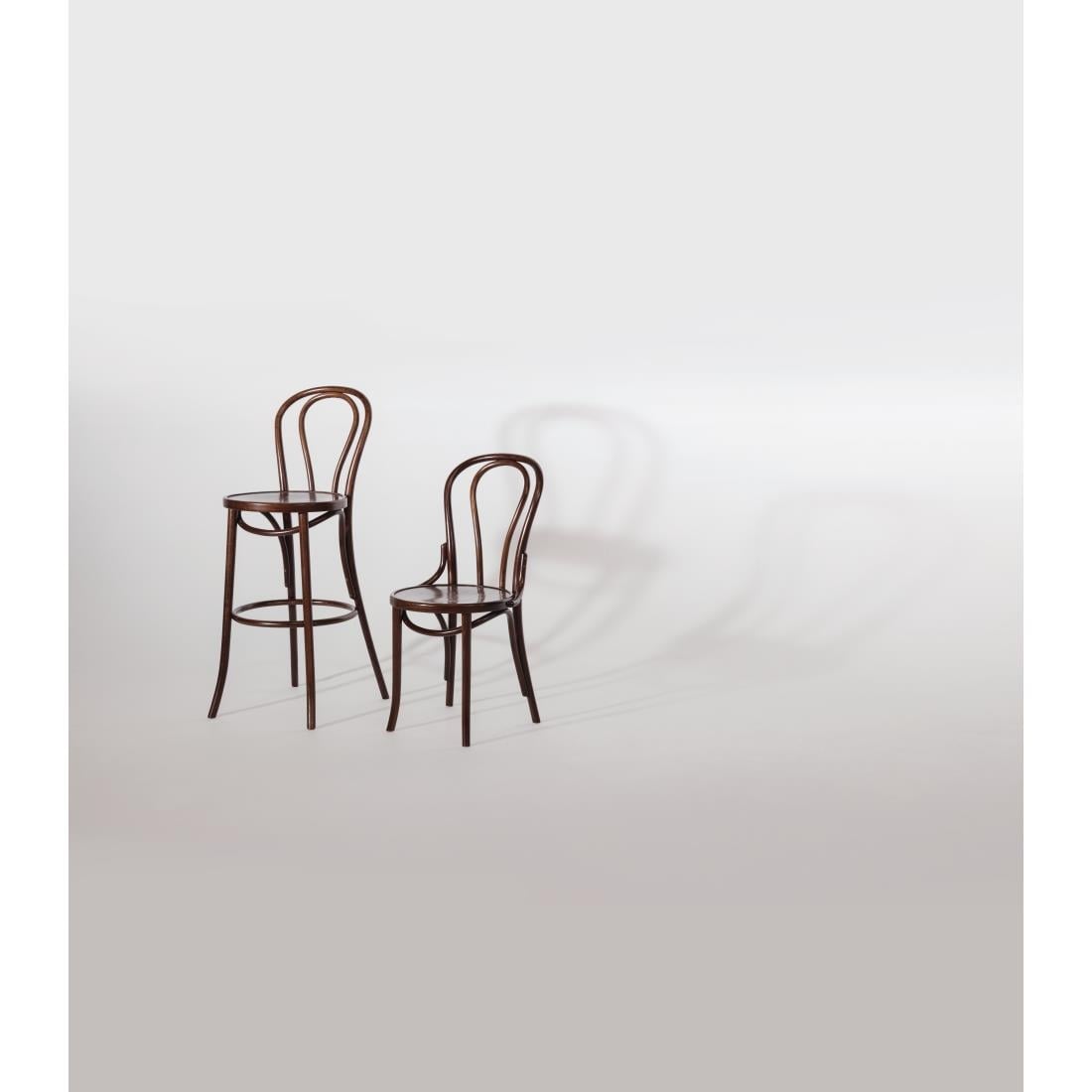 Tabouret haut bistro en bois courbé Fameg noyer - Fameg - CW012