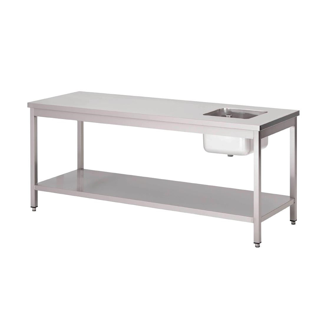 Table du chef inox avec bac à gauche et étagère basse Gastro M 1400 x 700 x 890mm - Gastro M - GN139